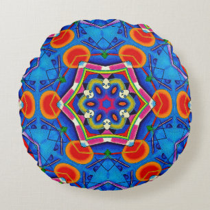 Bunte Ölmalerei Kaleidoskop Rundes Kissen