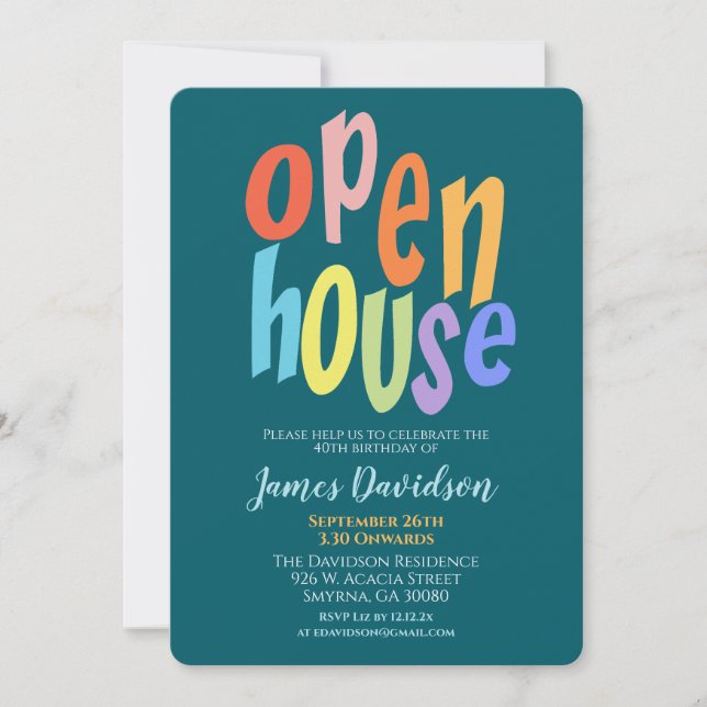 Bunte Open-House-Party Modern Einladung (Vorderseite)