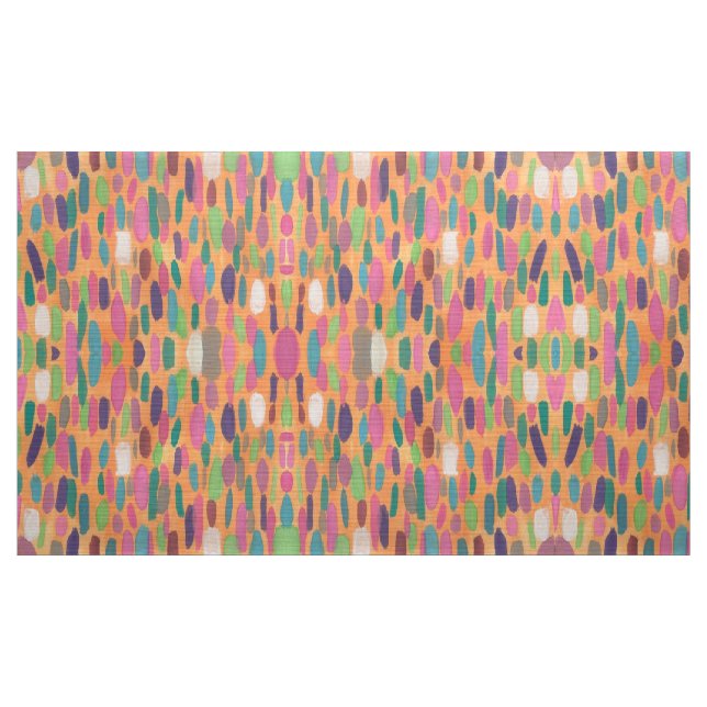 Bunte orange Brushstrokes-Bohemisches Druck-Gewebe Stoff (Yard (91,4 cm))