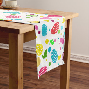 Bunte Ostereier, Häschen, Kuchen-Monogramm Kurzer Tischläufer