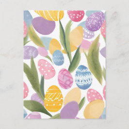 Bunte Ostereier | Hübsche Aquarellfarbe gestrichen Postkarte