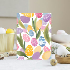 Bunte Ostereier | Hübsche Aquarellfarbe gestrichen Postkarte