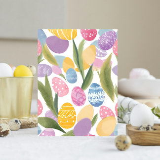 Bunte Ostereier | Hübsche Aquarellfarbe gestrichen Postkarte