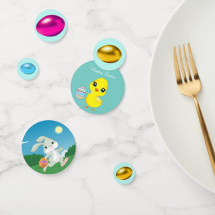 Bunte Ostereier, Küken und Osterhase Konfetti