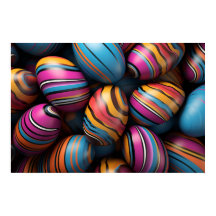 Bunte Ostereier mit Wirblen Streifen