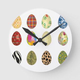 bunte Ostereier Runde Wanduhr