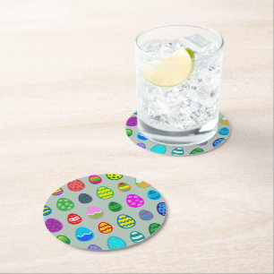 Bunte Ostereier Runder Pappuntersetzer