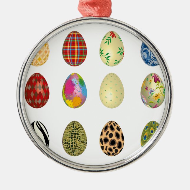 bunte Ostereier Silbernes Ornament (Vorne)