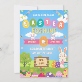 Bunte Ostereier-Suche-Einladung für Kinder Einladung