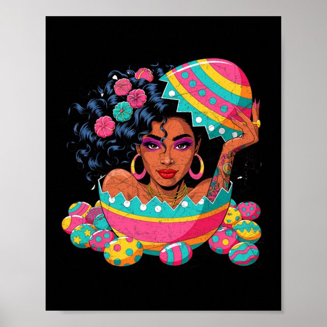 Bunte Ostereier-Suche Schwarze Königin Juneteenth  Poster (Vorne)