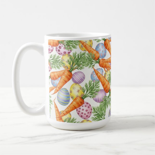 BUNTE OSTEREIER UND ORANGEFARBENE KAROTTEN KAFFEETASSE (Links)