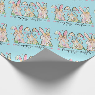 Bunte Ostereierhasen mit Schleifen Geschenkpapier