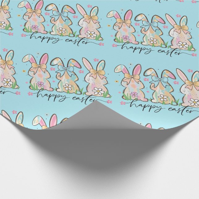 Bunte Ostereierhasen mit Schleifen Geschenkpapier (Ecke)