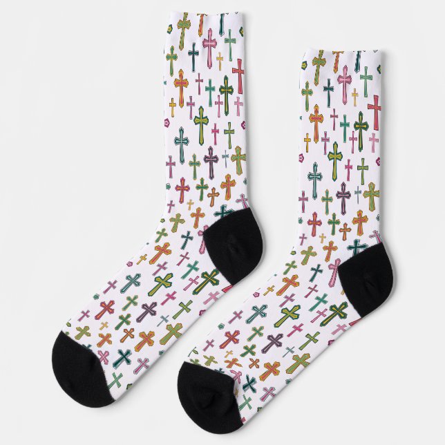 Bunte Ostereierkreuz gemustert Socken (Linkes Detail)