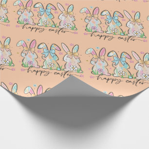Bunte Osterhasen mit Schleifen Geschenkpapier