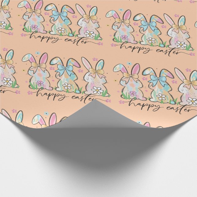 Bunte Osterhasen mit Schleifen Geschenkpapier (Ecke)