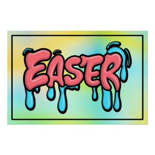 Bunte Ostern-Drip-Text-Graffiti-Style-Design Poster