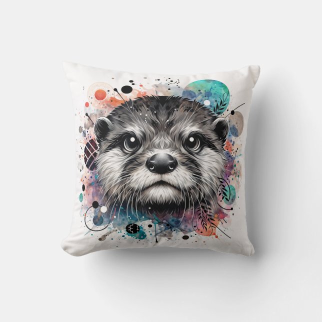 Bunte Otter-Gesichtskunst Kissen (Vorderseite)