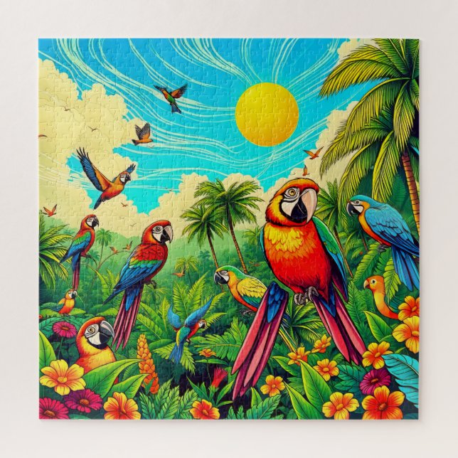 Bunte Papageien  Puzzle (Vertikal)