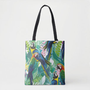 bunte Papageien und exotische Blume