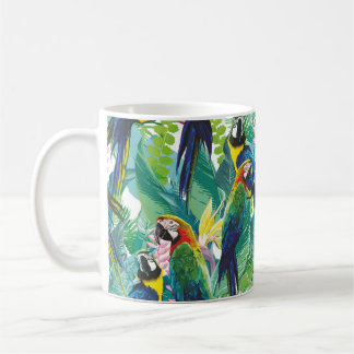 bunte Papageien und exotische Blume Kaffeetasse