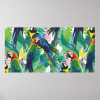 bunte Papageien und exotische Blume