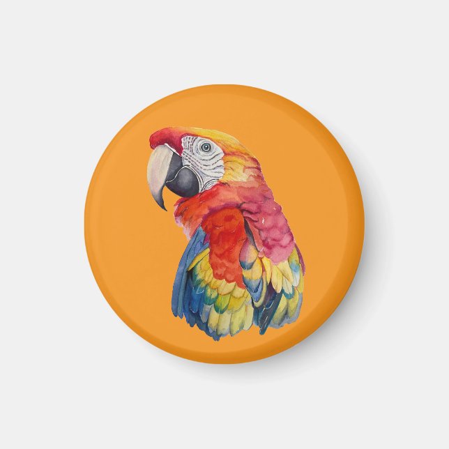 Bunte Papageien-Wasserfarben-Illustration Magnet (Vorne)