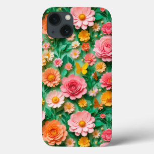 Bunte Papierblumen und Schmetterlinge Case-Mate iPhone Hülle