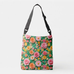 Bunte Papierblumen und Schmetterlinge Tragetaschen Mit Langen Trägern