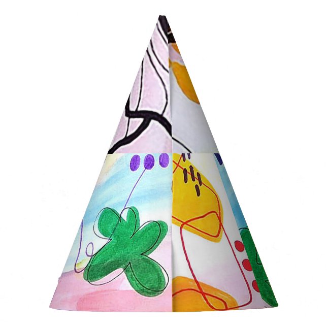 Bunte Papierpartyhüte Partyhütchen (Rückseite)