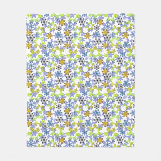 Bunte Papierschneeflocken auf Weiß Fleecedecke (Vorderseite)