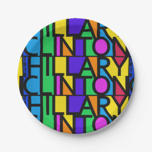 Bunte PapierTeller Hillary Clinton 2016