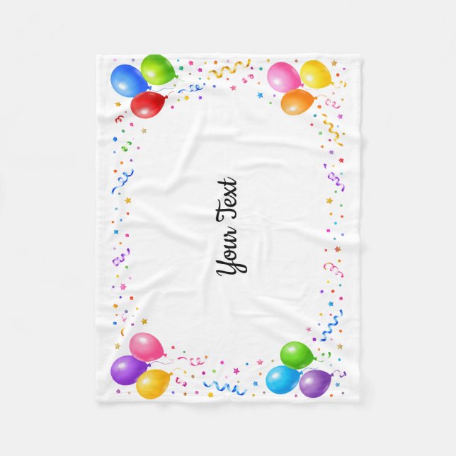 Bunte Party Ballons Konfetti Rahmen Design Fleecedecke (Vorderseite)