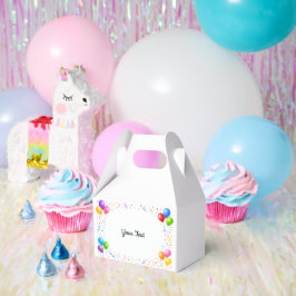 Bunte Party Ballons Konfetti Rahmen Design Geschenkschachtel