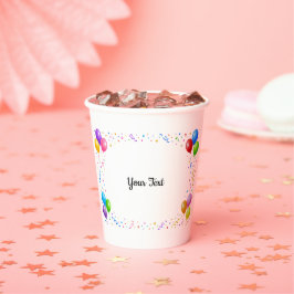Bunte Party Ballons Konfetti Rahmen Design Pappbecher