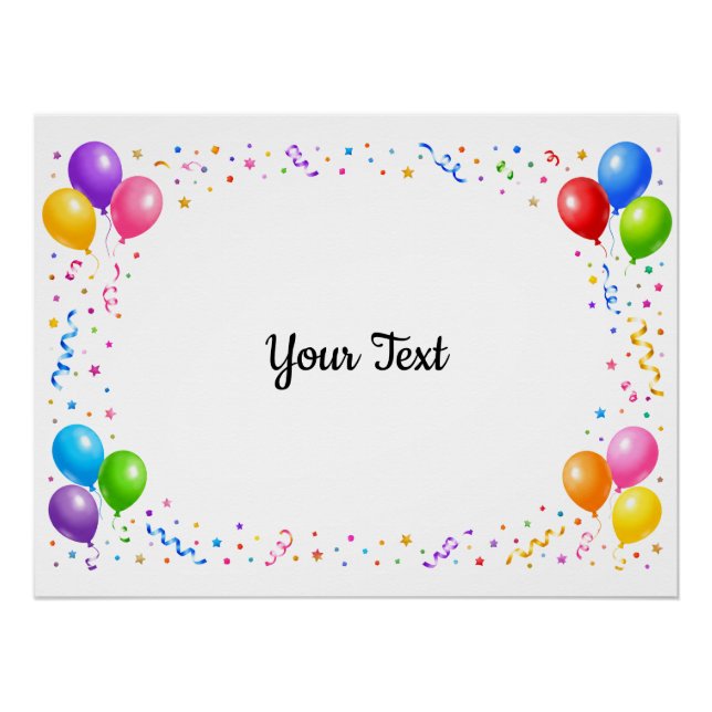 Bunte Party Ballons Konfetti Rahmen Design Poster (Vorderseite)