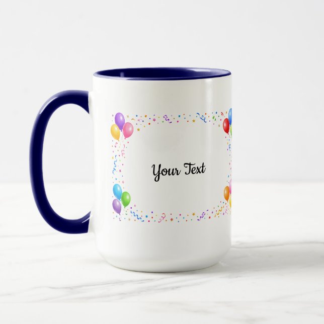 Bunte Party Ballons Konfetti Rahmen Design Tasse (Links)