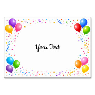 Bunte Party Ballons Konfetti Rahmen Design Tischnummer