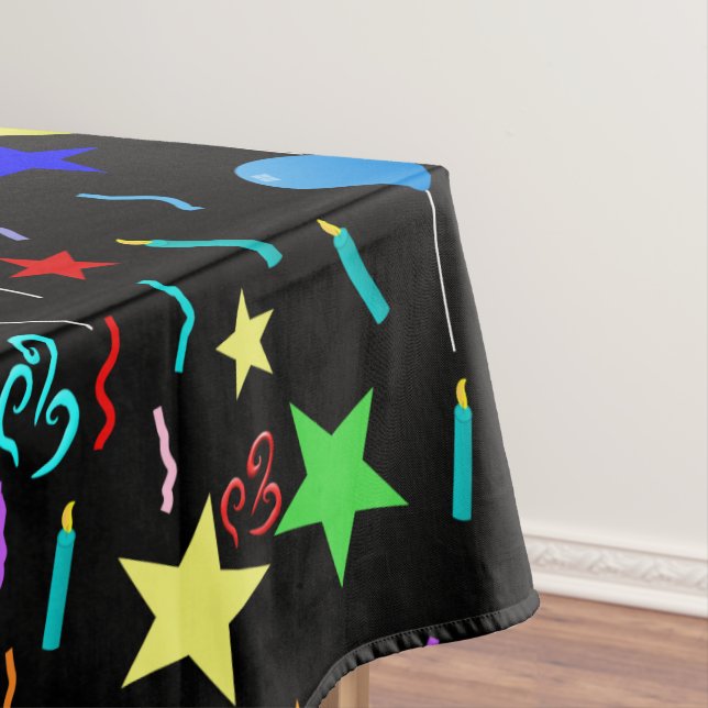 Bunte Party-Ballons und Sterne Tischdecke (Beispiel)
