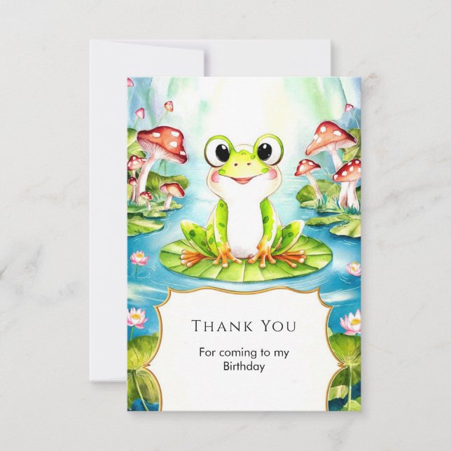 Bunte Pastel Frosch Geburtstag Dankeskarte (Vorderseite)