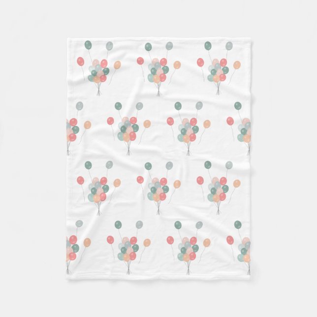 Bunte Pastell Party Balloons Fleecedecke (Vorderseite)