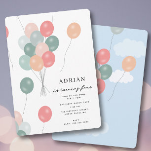 Bunte Pastell Party Balloons Geburtstagsparty Einladung