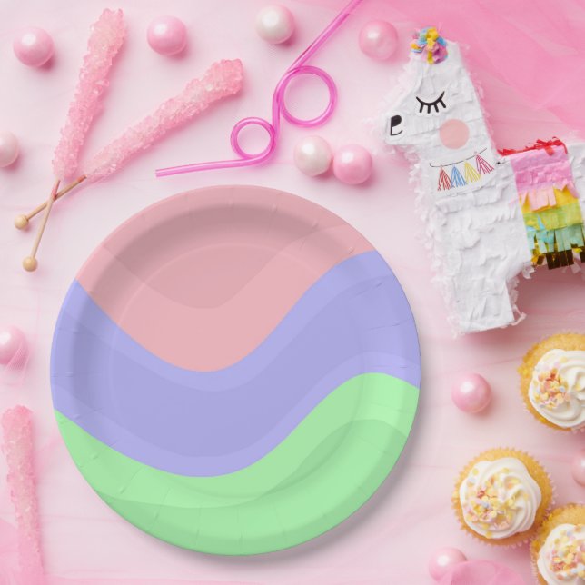 Bunte Pastell-Party Pappteller (Party)