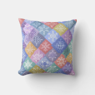 Bunte Pastell- Patchwork-Schneeflocken-Wurfkissen Kissen