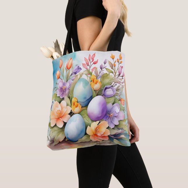 BUNTE PASTELLFARBENE OSTERNBLUMEN UND EIER (Von Nahem)