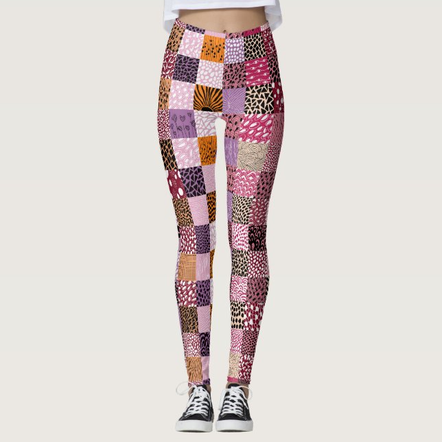 Bunte Patchwork-Leggings für Frauen Leggings (Vorderseite)