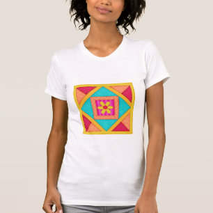 Bunte Patchwork-Steppdecken-Block-Kunst T-Shirt