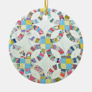 Bunte Patchworksteppdecke Keramikornament