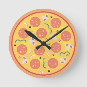 Bunte Pepperoni-Pizza-Liebhaber Runde Wanduhr