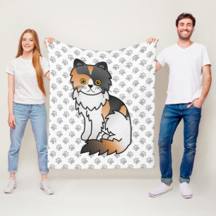 Bunte Perser Süße Cartoon-Katze & Pfoten Fleecedecke